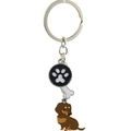 Creative enamel dachshund dog keychain with bone and paw print charms in brown and silver - Dachshund/Bone/Paw Print / Brown
