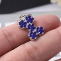 Macro di un ciondolo a forma di osso per animali con strass blu scuro lucidi - Osso Blu