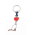 Creative metal keychain with blue I, red heart, and Siamese cat enamel charms - Heart Siamese Cat