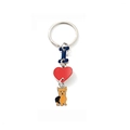 Portachiavi in metallo con lettera I blu, cuore rosso e ciondolo Yorkshire Terrier - Stile Yorkshire