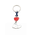Creative white Persian cat keychain with blue letter and red heart charm pendant - Heart Persian Cat