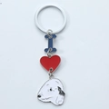 Llavero plateado con letra I azul, corazón rojo y dije de perro Bobtail - Estilo Antiguo Perro de Pastor Inglés Blanco (2) / 2.5*3cm 12g 10cm
