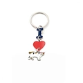 Tricolor calico cat keychain with I Love Cat blue enamel letter and red heart pendant - Heart Calico Cat