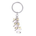 Calico cat keychain with three vertical metal kittens and silver ring - Tricolor Cartoon Cat