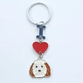 Metal I Love Dogs keychain featuring a blue I, red heart, and cartoon Maltese dog charm - White Poodle Style (5) / 2.5*3cm 12g 10cm