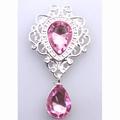 Vintage silver collar charm for Ragdoll cats with dual pink teardrop crystals - S 20cm / Pink