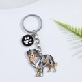 Australischer Schäferhund Schlüsselanhänger aus Emaille mit Pfotenabdruck-Anhänger - Gefleckter Hund