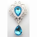 Vintage silver collar charm with sea blue teardrop crystals and filigree design - S 20cm / Lake Blue