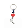 Creative silver metal keychain featuring I love cat enamel charms in white and red - Heart White Cat Style