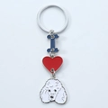 I Love Poodle metal keychain with silver ring and colorful enamel charms for dog lovers - White Poodle Style (12) / 2.5*3cm 12g 10cm