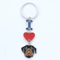 Dog pet keychain with blue I, red heart and Rottweiler head charm in silver metal - Rottweiler Style (13) / 2.5*3cm 12g 10cm