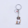 Metal Rottweiler keychain featuring a Saint Bernard pendant and I Love Dogs charm - New Saint Bernard + Heart