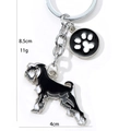 Black and white Schnauzer dog keychain with a paw print charm for bags and car keys - Black Schnauzer with Paw