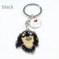 Dettaglio portachiavi bassotto con ciondolo in metallo I Love Dogs e anello argento - Bassotto Nero