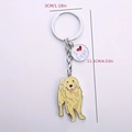 Golden retriever metal enamel keychain with I Love Dogs tag and yellow finish - Silver Golden Retriever (Heart)