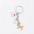 Porte-clés Chihuahua orange en métal avec os blanc et pendentif gravé I Heart Dogs - 10cm 16g / Chihuahua Jaune Os Cœur
