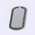 Green glitter dog tag made of zinc alloy with a silver polished finish for pet collars - 50*29mm 11g / Light Green