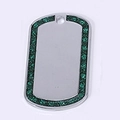 Zinc alloy pet ID tag with green glitter border and polished silver surface - 50*29mm 11g / Dark Green