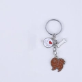 Porte-clés chien en métal avec pendentif I Love Dogs et figurine de chien marron - 10cm 16g / Loulou de Poméranie Marron Os Cœur