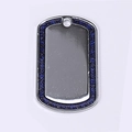Silver rectangle zinc alloy dog tag with glittery blue edges for pet collars - 50*29mm 11g / Dark Blue