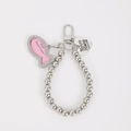 Zilveren kralen sleutelhanger met roze vis fotolijstje en hartvormige hanger - Vis