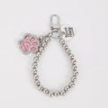 Zilveren kralenketting met roze strass poot fotolijstje en hartvormige hanger - Poot