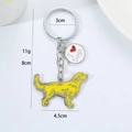 Cute golden retriever metal keychain with I Heart Dogs charm and silver keyring - Golden Retriever Side Profile And Heart