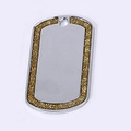 Zinc alloy dog tag with gold glitter border and polished silver mirror surface - 50*29mm 11g / Yellow