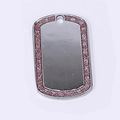 Shield-shaped zinc alloy pet ID tag with pink glitter border and polished metal center - 50*29mm 11g / Pink