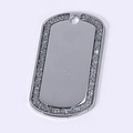 Silver zinc alloy dog tag with glitter edge finish for pet collars and custom engraving - 50*29mm 11g / Silver