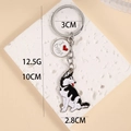 Husky dog charm keychain with silver ring and I love dogs pendant on stone base - Husky Style (Head-turning Husky + Heart)