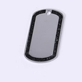 Rectangular zinc alloy dog tag with silver polished surface and black glitter border - 50*29mm 11g / Black
