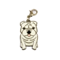 Franse Bulldog emaille hanger in wit met zilveren karabijnsluiting voor huisdieren - 30MM / Cartoon Mops