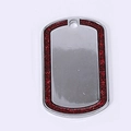 Silver zinc alloy dog ID tag with red glitter border for pet collars and custom engraving - 50*29mm 11g / Red