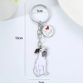 Silver Schnauzer dog keychain with I Love Dogs charm and red heart pendant decor - Schnauzer Style (Terrier + Heart)