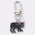 Portachiavi bulldog francese in lega di zinco con smalto nero e finitura argento - Bulldog Nero (Chiusura a Molla) / Nero