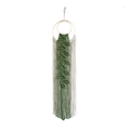 Arazzo in macramè fatto a mano con foglia verde e anello in legno per decoro casa - Verde