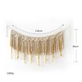Arazzo bohémien tessuto a mano beige con frange gialle, larghezza 136 cm - 136*40cm / Beige