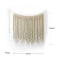 Handmade bohemian woven macrame wall hanging in cream white cotton with tassels - Beige / 100*85cm
