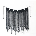 Handmade black macrame wall hanging with triangle woven patterns and bohemian fringe - Black / 100*85cm