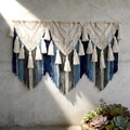 Arazzo boho tessuto a mano con sfumature di blu, corde di cotone e frange lunghe - 100x85cm / Blu