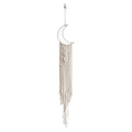 Atrapasueños luna bohemia con tejido macramé blanco crema y borlas colgantes - Luna Beige