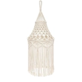 Handmade boho macrame lamp shade with woven cotton rope fringe in creamy white - Letter A / 107A (Off-White)