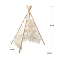Dettaglio tenda boho per animali in corda di cotone intrecciata con pali in legno - 50x50x85cm / Beige