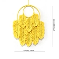 Arazzo da parete boho in macramè giallo con sette nappe a forma di piuma intrecciate - 55*45 / Giallo