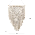 Arazzo bohémien in cotone beige fatto a mano con asta in legno e nappe murali - 50*70CM / Beige