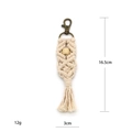 Detail of handmade macrame keychain with cotton rope, wood bead and metal lobster clasp - Style A (With Wood Bead) / Beige