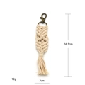 Handmade woven cotton keychain with heart pattern, lobster clasp and fringe, 16.5cm length - Style B (Heart Pattern) / Beige