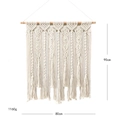 Arazzo macramè fatto a mano con frange e legno, decorazione boho chic da 80x90cm - 80x90CM / Beige