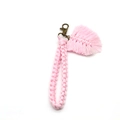 Detail of handmade light pink macrame cotton rope keychain with bronze lobster clasp - 2*18cm / Pink Purple